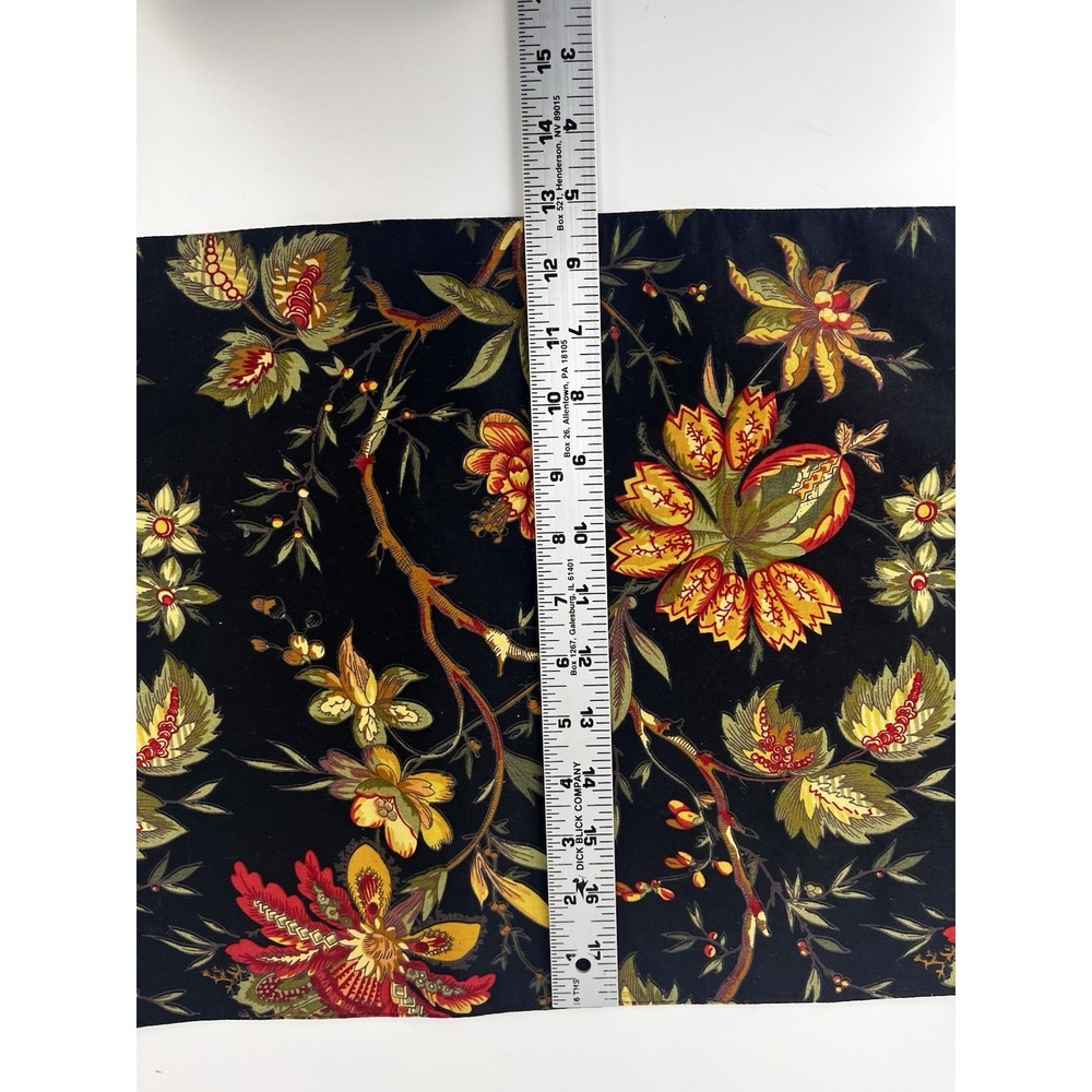 Waverly Felicite Noir Fabric Placemats SET OF 4 Black Floral Jacobean Yellow Red - Picture 7 of 8